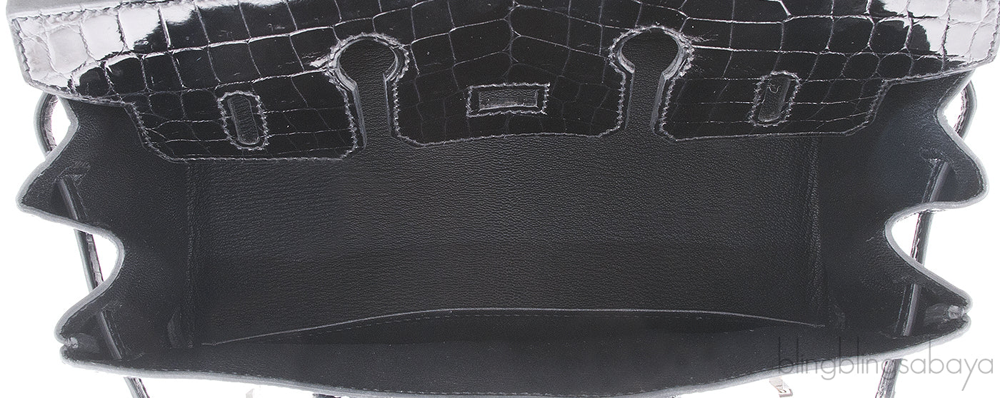 Birkin 25 Black Crocodile PHW