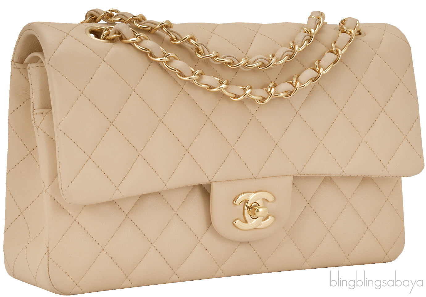 Classic Beige Matte Quilted Flap Bag