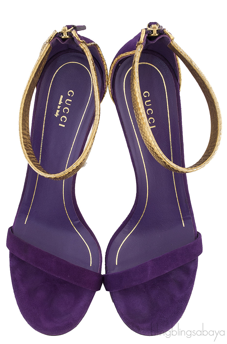 Purple Suede Gold Sandals