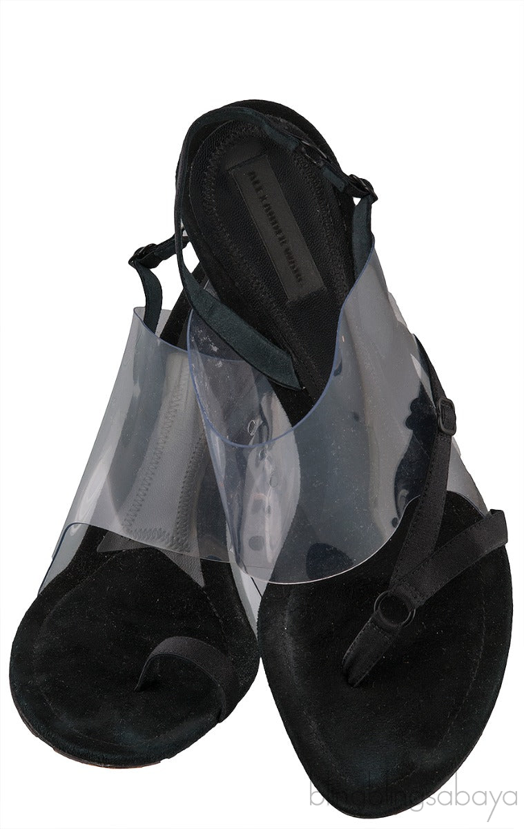 Black PVC Slingback Heels