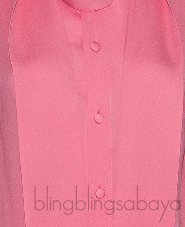 Pink Self-tie Long Sleeve Shirt