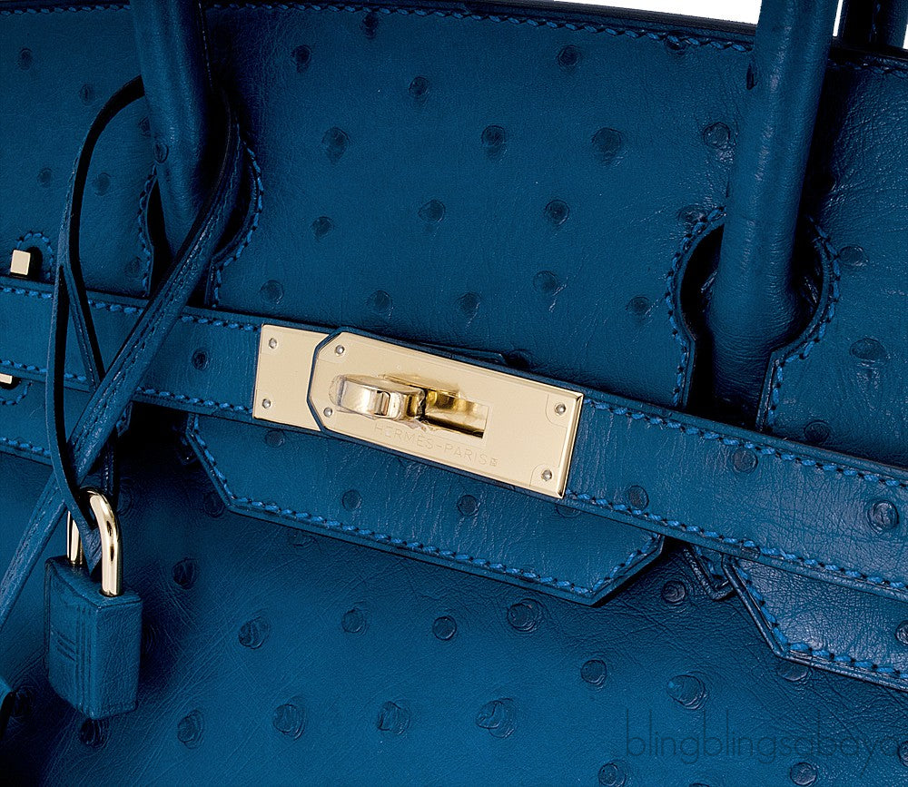 Birkin 30 Ostrich Blue Cobalt