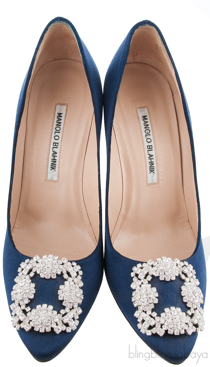 Navy Blue Satin Hangisi Pump