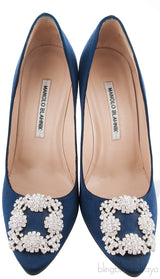 Navy Blue Satin Hangisi Pump