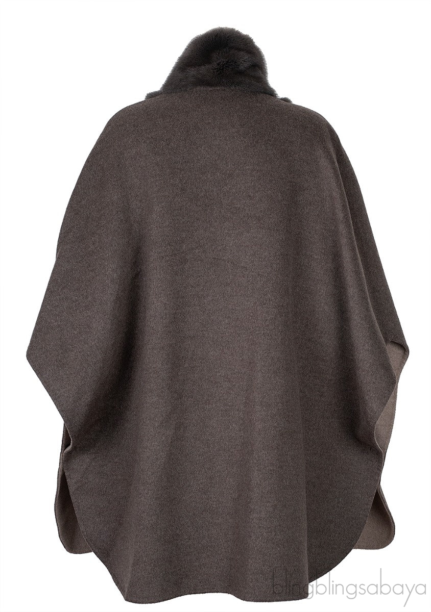 Grey Cashmere & Wool Poncho