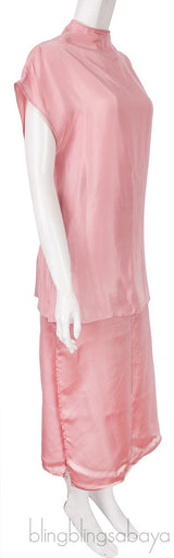 Old Rose Silk Satin Top & Skirt