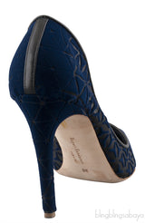 Geometric Blue Mesh Heels