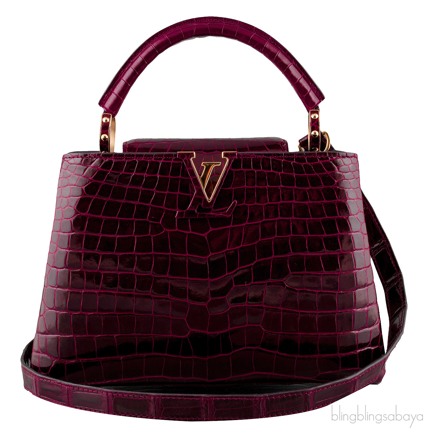 Capucines Crocodile Burgundy BB
