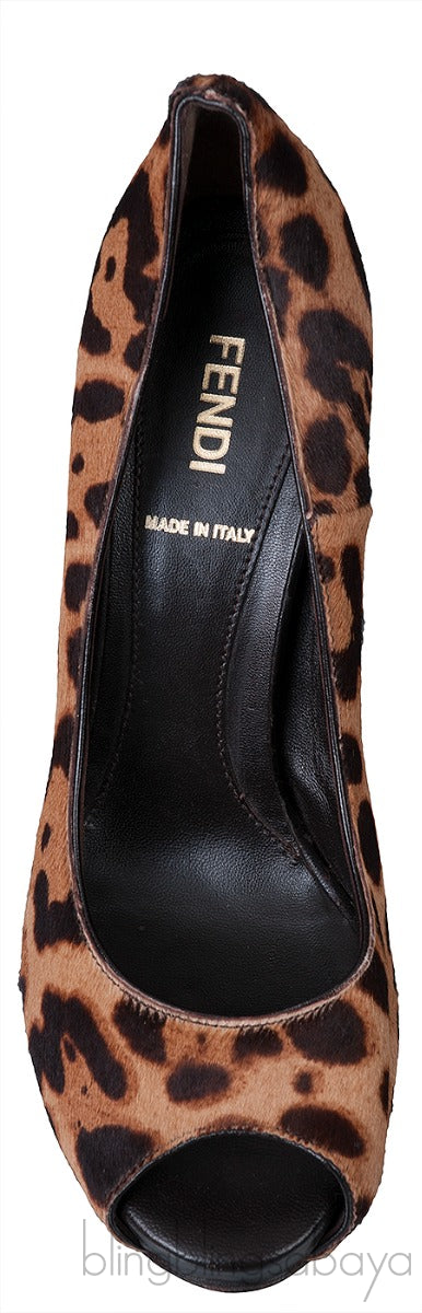 Leopard Pony Hair Peep Toe Pump