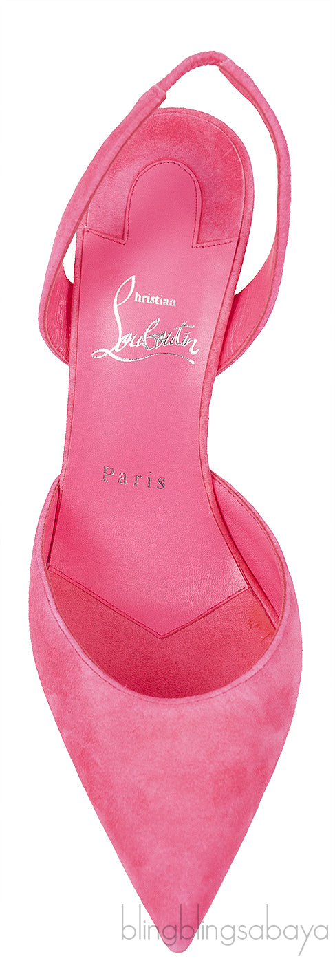 Neon Pink Suede Slingback Heels