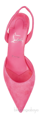 Neon Pink Suede Slingback Heels