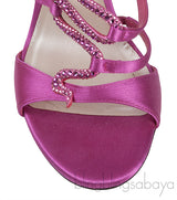 Rene Caovilla Pink Satin Crystal Serpent  Heels