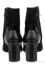 Balmain Black Pointed Toe Suede Ankle Boots