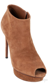 Louis Vuitton Brown Suede Peep Toe Ankle Boots