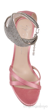 Light Pink Satin Crystal Embellished Sandals
