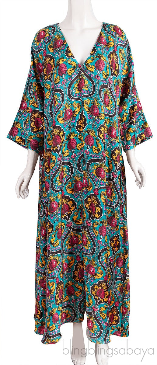 Muumuu Printed Silk Maxi Dress
