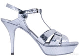 Tribute Crocodile Print Silver Patent