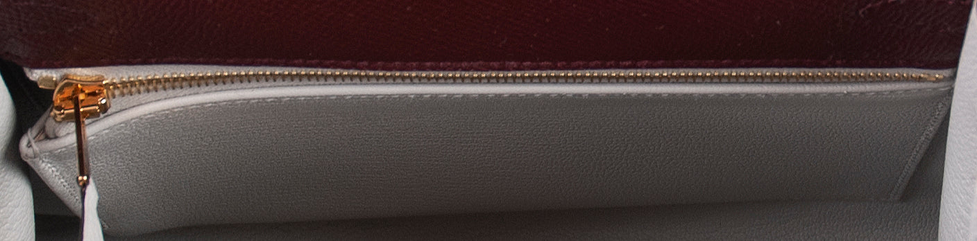 Hermes Special Order Kelly 25 Rouge and Gris Perle Epsom Sellier BGHW