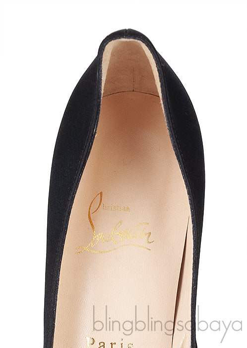 Christian Louboutin Prive Black Satin Peep Toe Pump