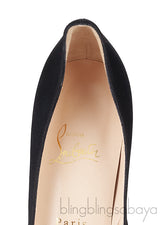Christian Louboutin Prive Black Satin Peep Toe Pump