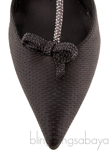 Black Ribbon T-strap Heels