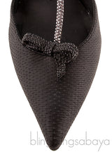 Black Ribbon T-strap Heels