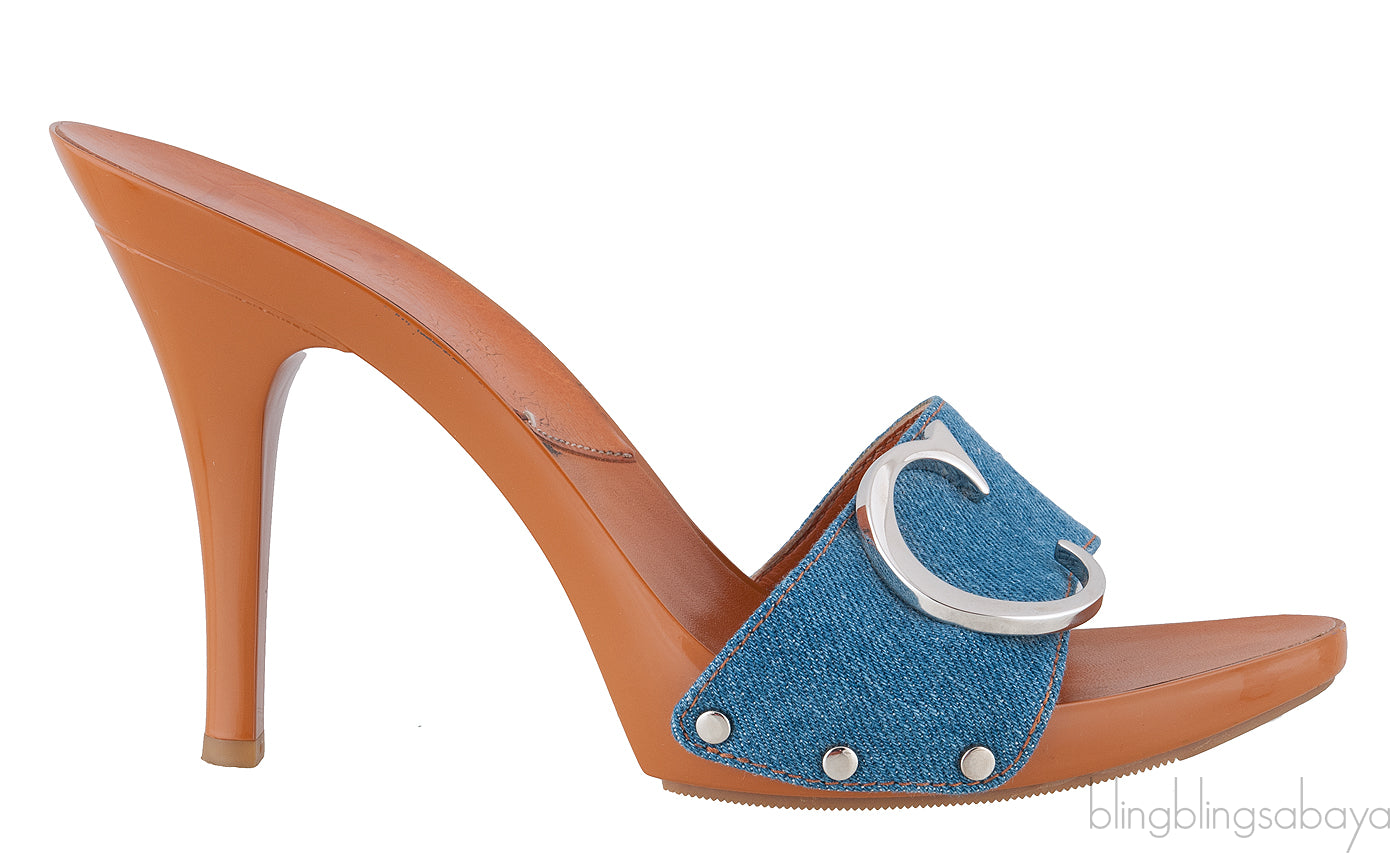 Logo Denim Mule