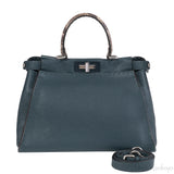 Fendi Selleria Peekaboo Dark Green Medium Python Handle Bag