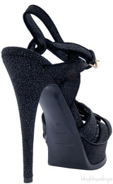 Glitter Finish Black Tribute Sandals