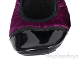Prada Velvet Purple & Black Sport Ballet Flats
