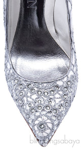 Crochet & Crystal Suede Pump