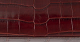 Burgundy Crocodile Top Handle Bag