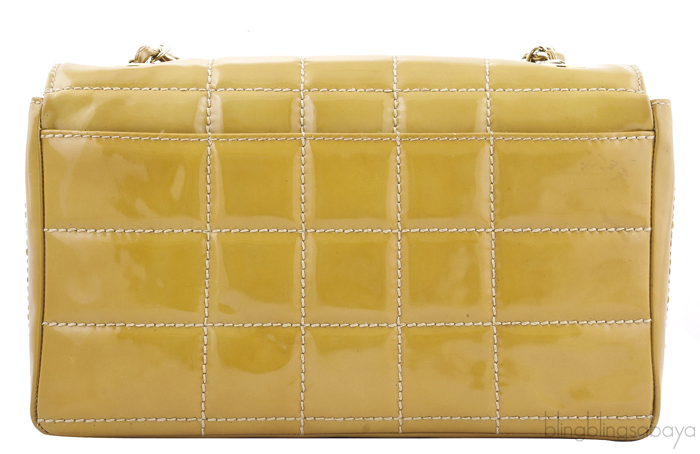 Square Quilt Patent Shoulder Bag