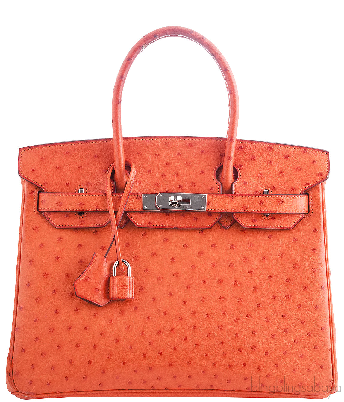 Birkin 30 Orange Ostrich PHW