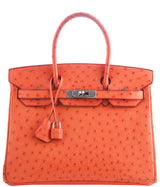 Birkin 30 Orange Ostrich PHW