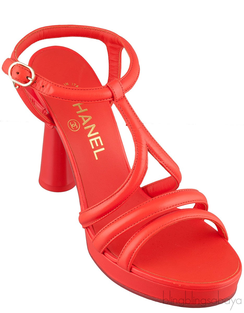 Parthenon Grecian Gladiator Column Heels Orange