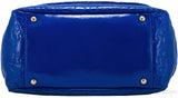 Blue Patent Puzzle Quilted Flap Bag