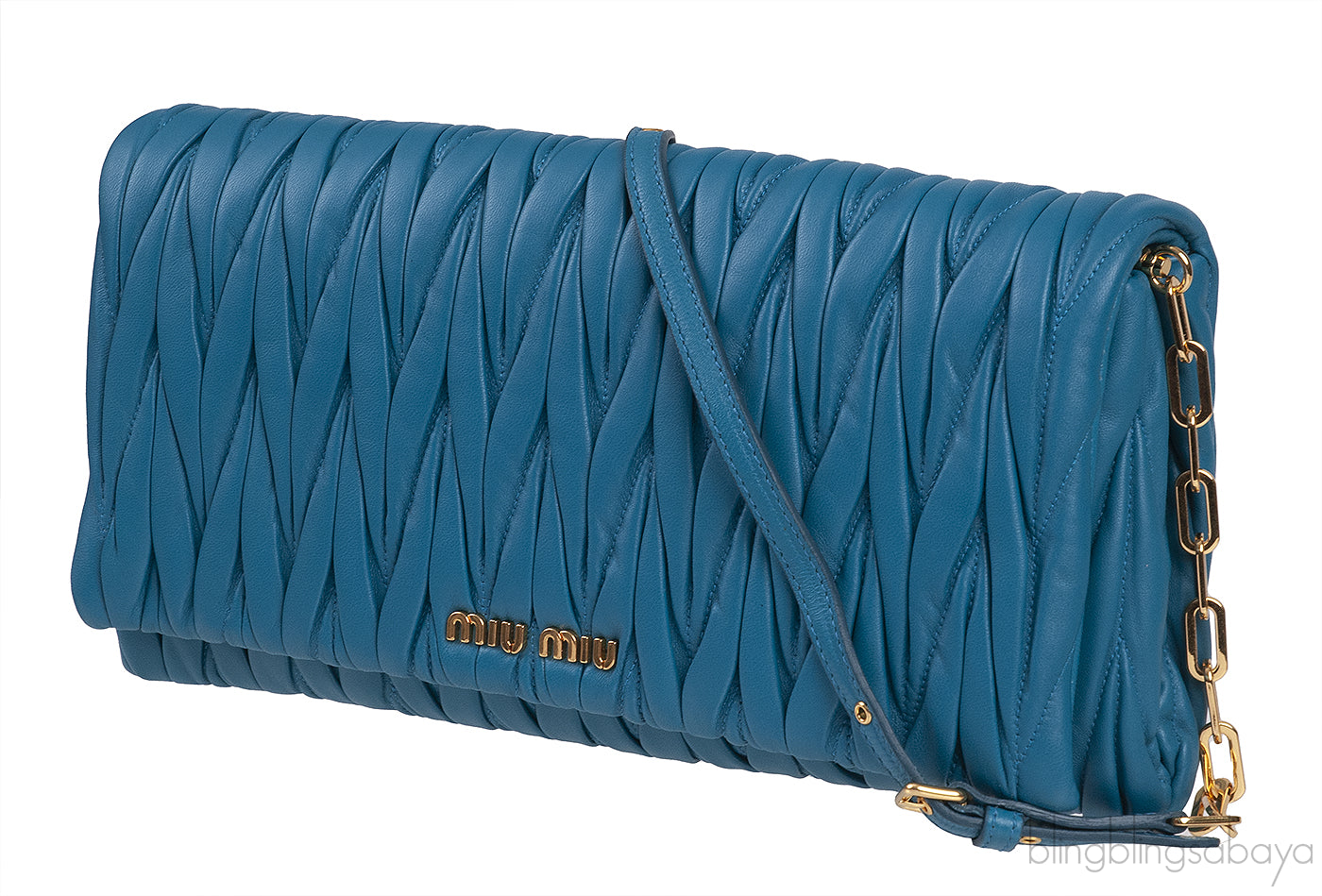Laguna Matelasse Leather Clutch Shoulder Bag