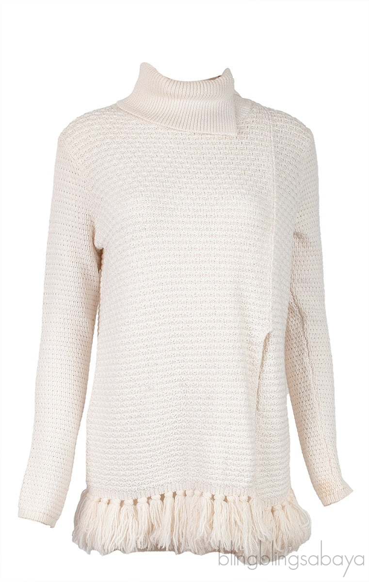 Off-White Knitted Fringed Trim Sweater