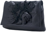 Rosette-appliquéd Leather Clutch