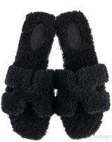 Oran Teddy Bear Black Sandals