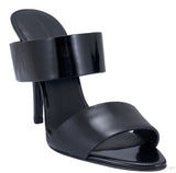 Black Glossed Leather Mules