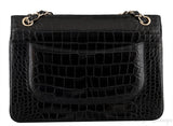 Black Crocodile Jumbo Flap Bag