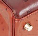 Kelly 32 Ghillies Rouge H Sunset and Brique Ostrich Bag