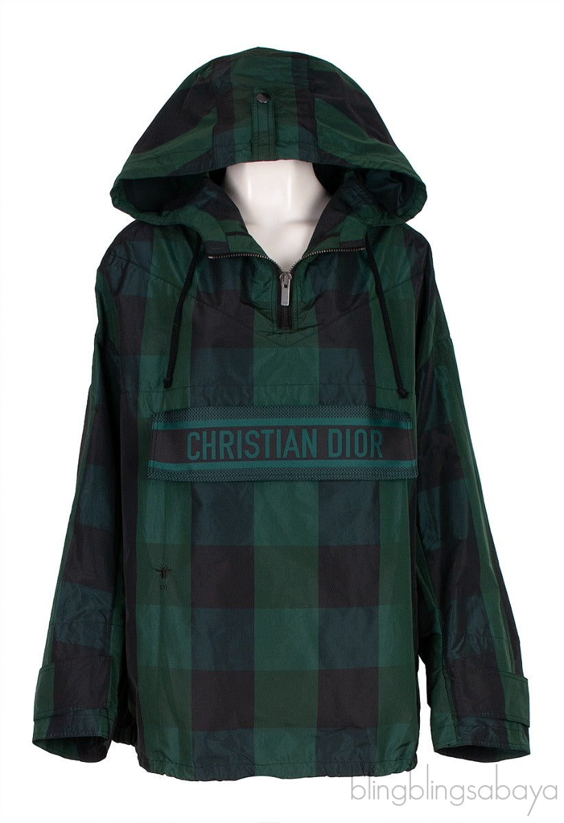 Dior Black & Green Plaid Polyester Rain Jacket