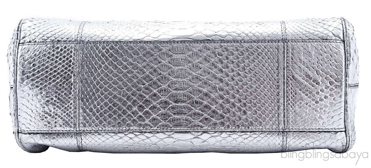 Miss Sicily Satchel Silver Python