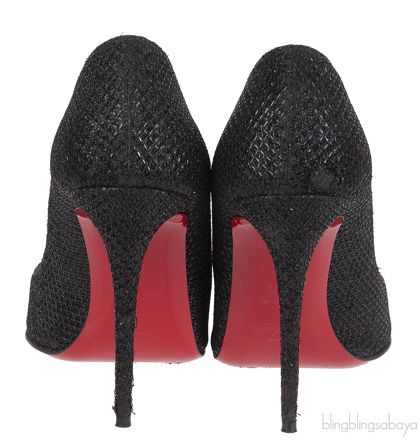 Christian Louboutin Metallic Black Fabric Heels