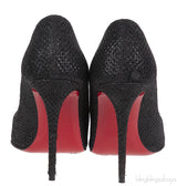 Christian Louboutin Metallic Black Fabric Heels