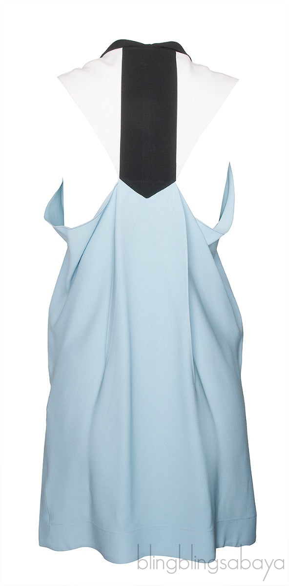 Tri-color Collared Sleeveless Top
