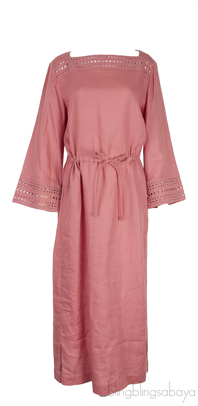 Norlia Pink Linen Midi Dress